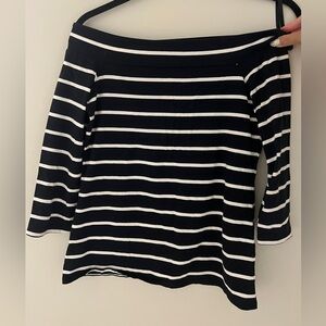 LOFT Off-the-Shoulder Stripe Sweater